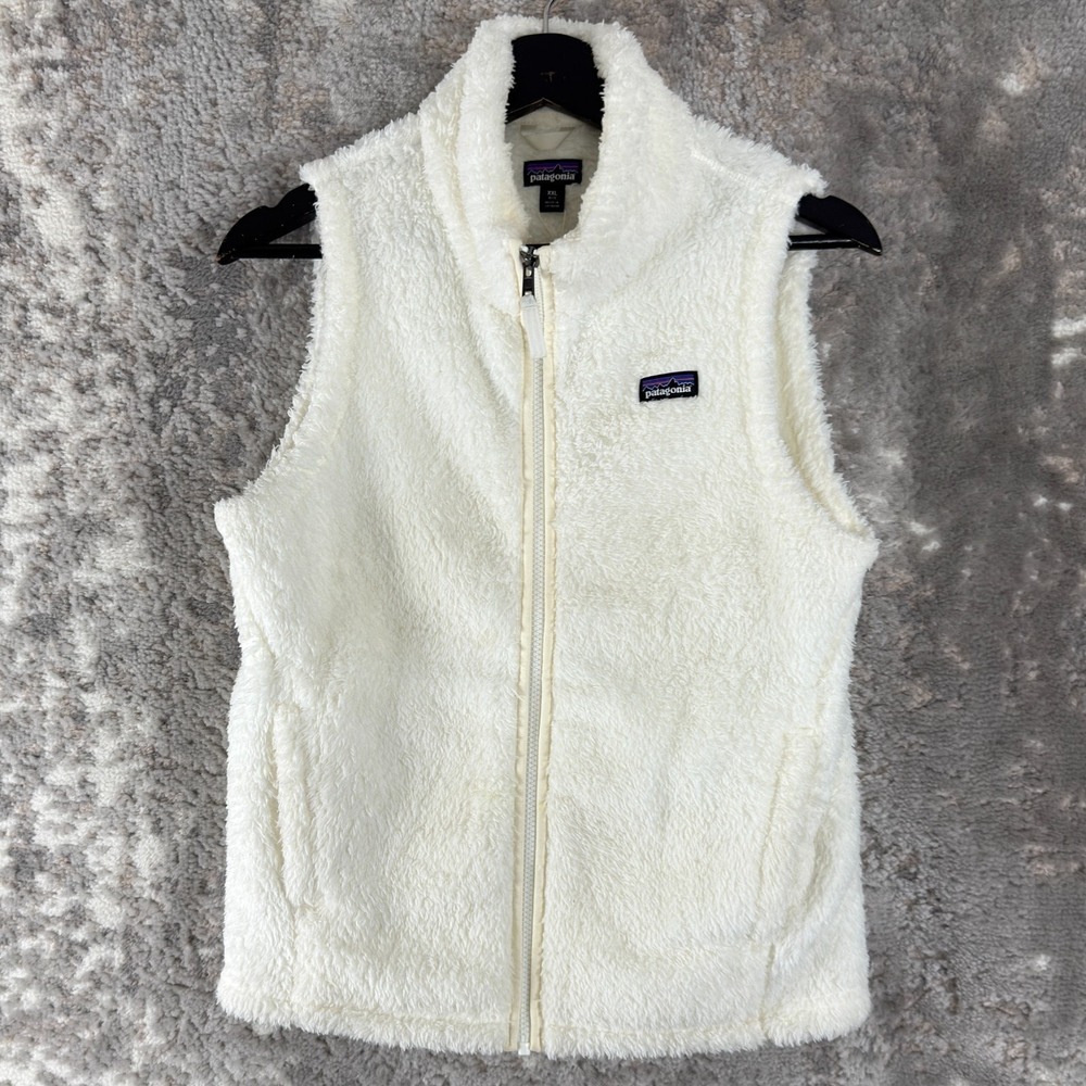 NEW Patagonia Girls Size XXL 16-18 Faux Fur Birch White Los Gatos Vest